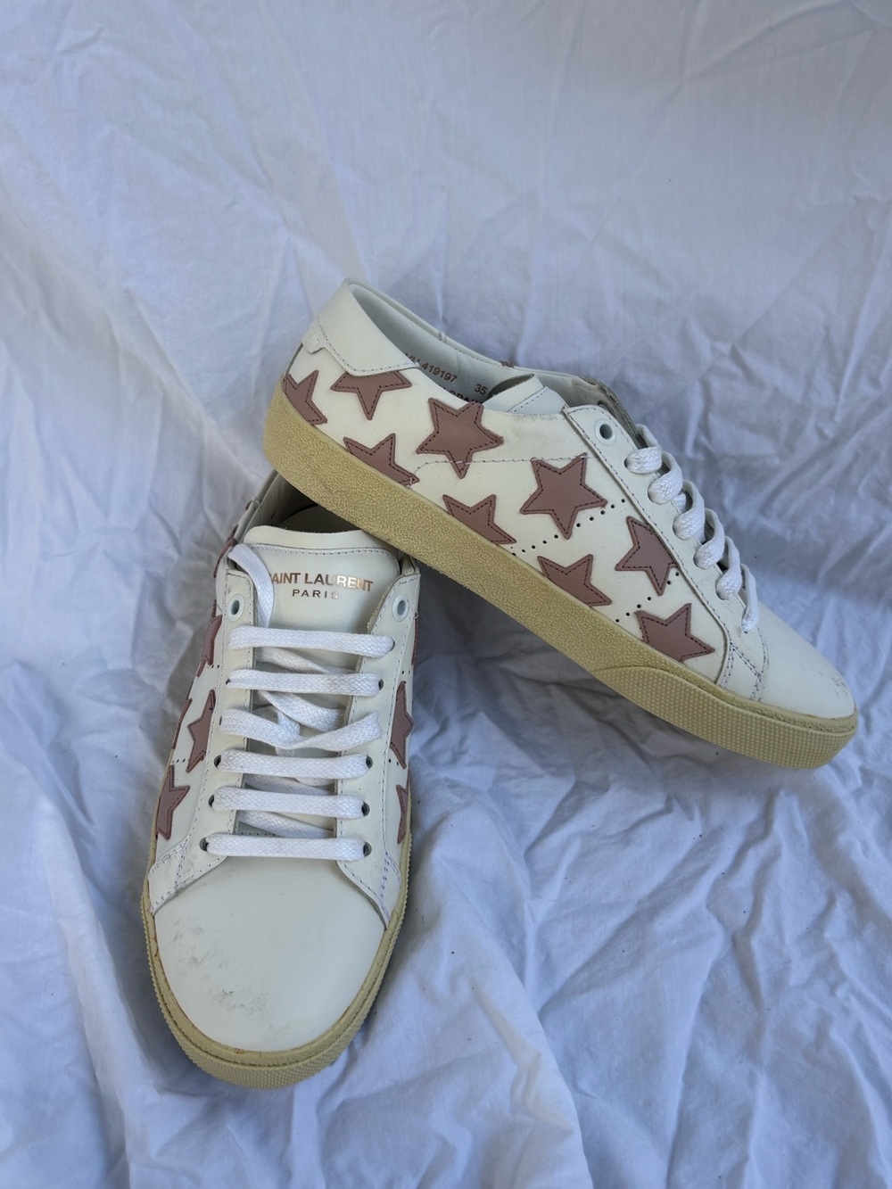 Saint Laurent SL/06 Court Classic White Pink Star Sneakers